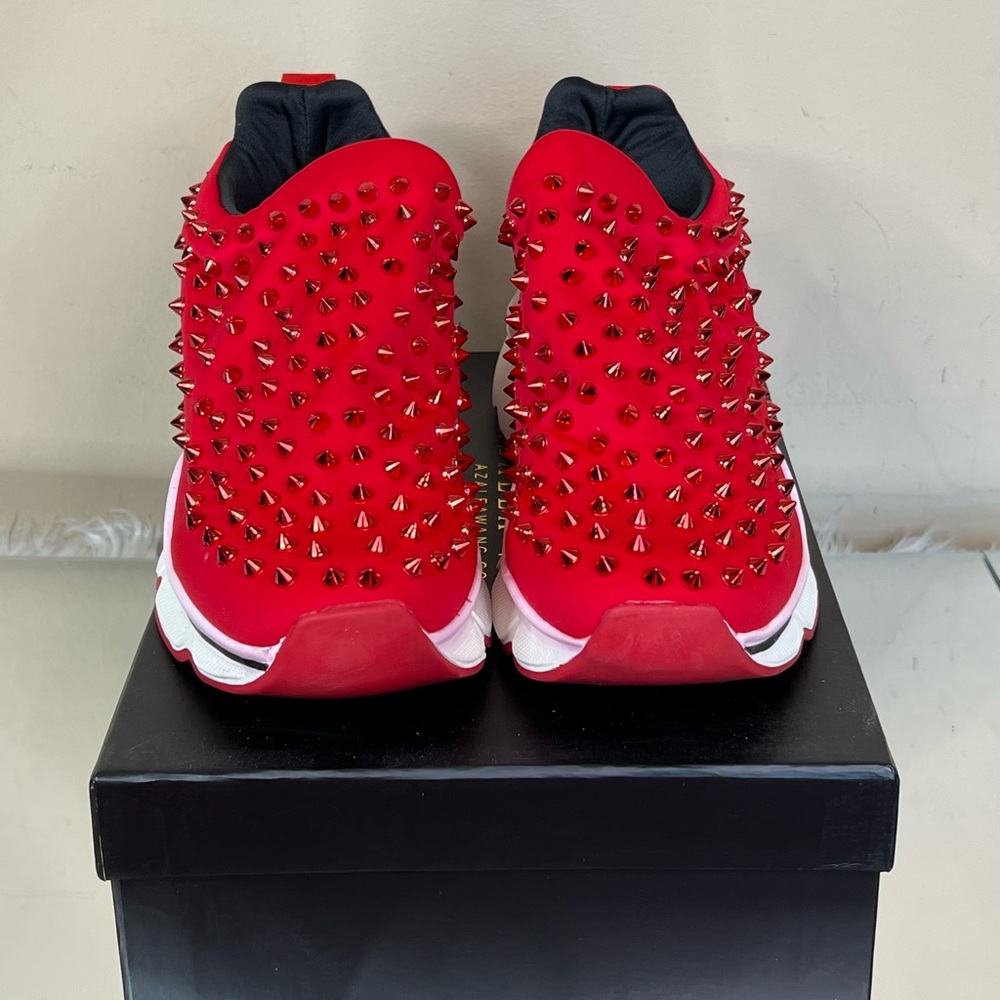 Designer Inspired Spiked Red Bottom Sneaker - Picture 3 of 16